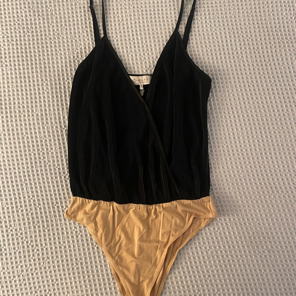 Black ribbed blouse bodysuit